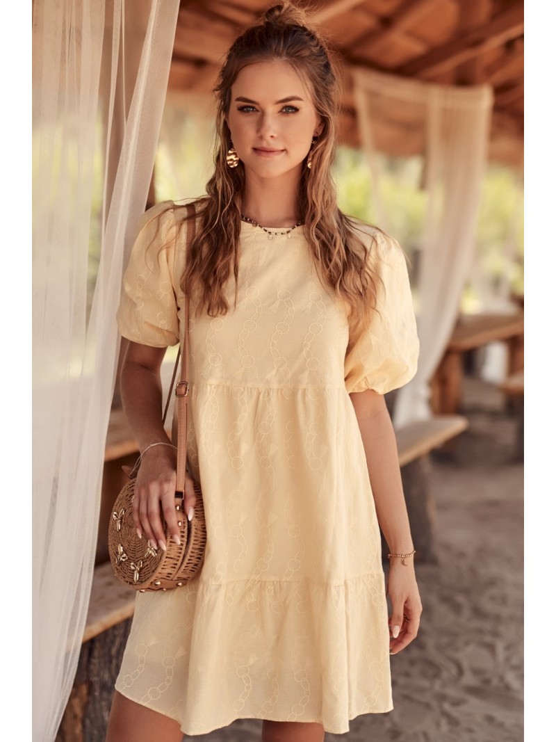 Yellow summer dress tied at the back FG591 - Online store - Boutique